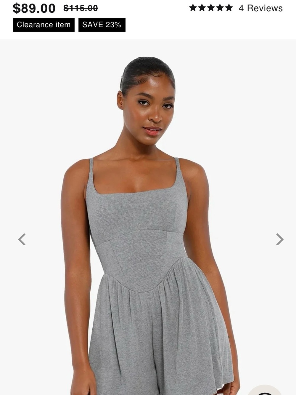 Popilush Sleeveless Square-Neck Grey Women’s Romper